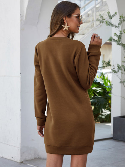 Wichita Cotton Pocketed Sweatshirt Dress - Cappuccino