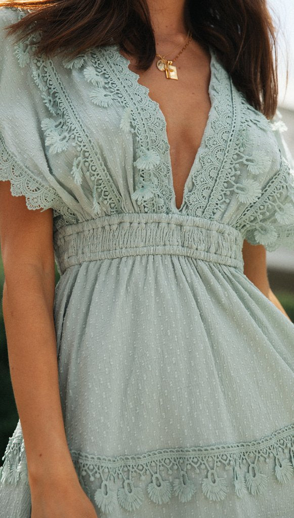 Dance On Air Ruffle Tiered Maxi Dress - Sage - FINAL SALE