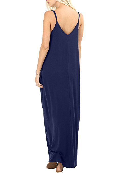 Giselle Tencel Pocketed Olivian Maxi Dress - Dark Blue