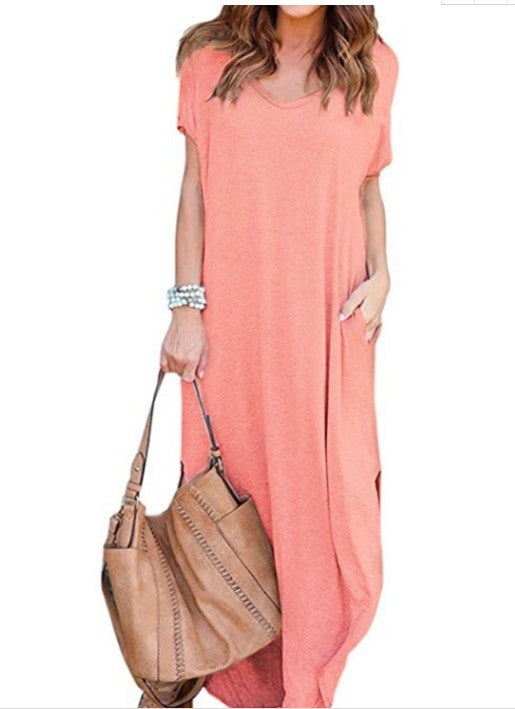 Shantae Pocketed Knit Maxi Dress - Peach