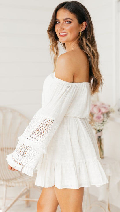 Grisel Cotton Eyelet Off The Shoulder Dress - White