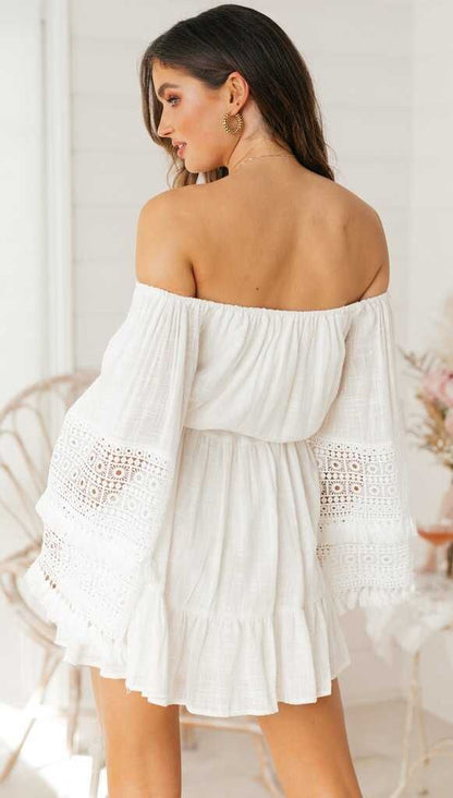 Grisel Cotton Eyelet Off The Shoulder Dress - White