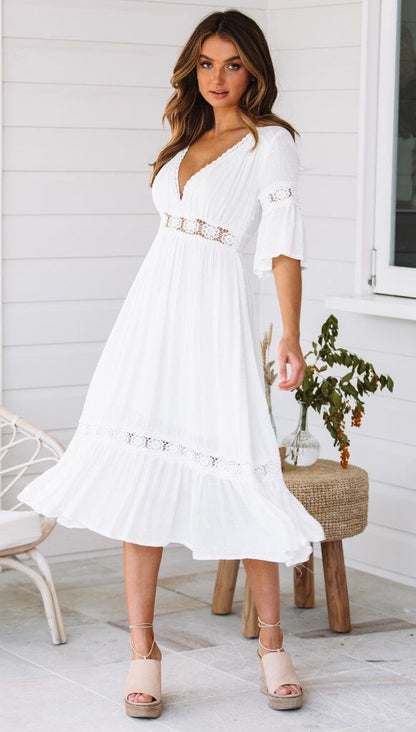 Genae Smocked Ruffle Tiered Midi Dress