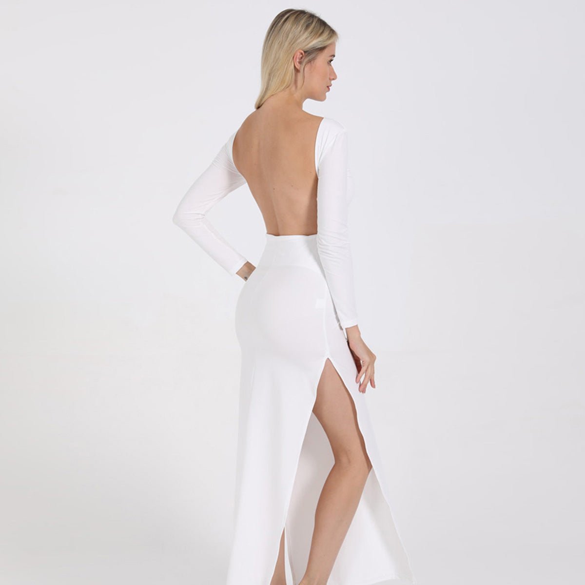 Poise Cotton Open Back Midi Dress - White - FINAL SALE