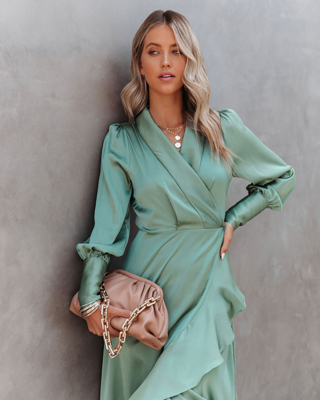 Ayana Satin High Low Wrap Midi Dress - FINAL SALE