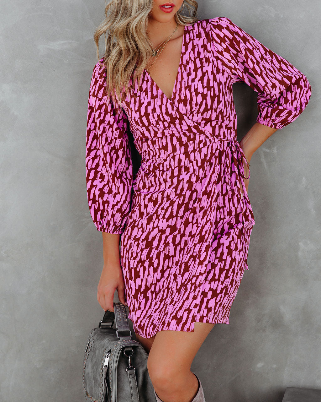 Another Year Of Love Printed Wrap Dress - FINAL SALE