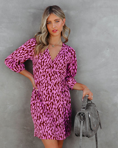 Another Year Of Love Printed Wrap Dress - FINAL SALE