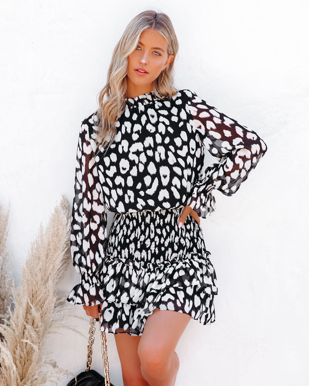 Big Bend Leopard Smocked Ruffle Dress