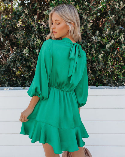 Call Me Angel Textured Satin Dress - Green