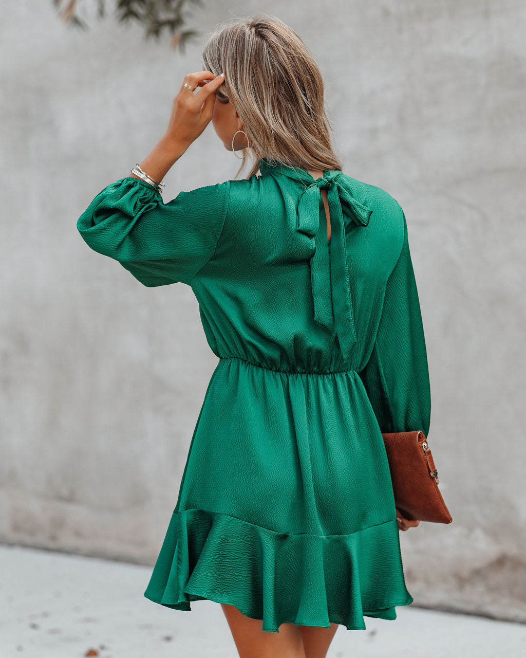 Call Me Angel Textured Satin Dress - Hunter Green - FINAL SALE