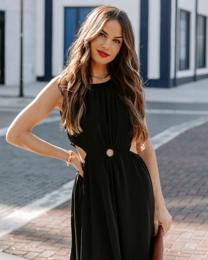 Bay Breeze Cutout Midi Dress - Black