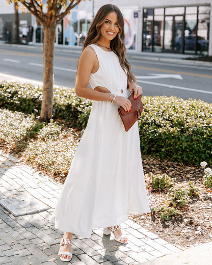 Bay Breeze Cutout Midi Dress - Off White