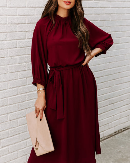 Woodhaven Tie Midi Dress - Wine