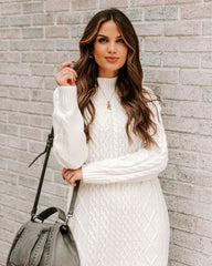Snow Peak Cable Knit Sweater Dress - Cream