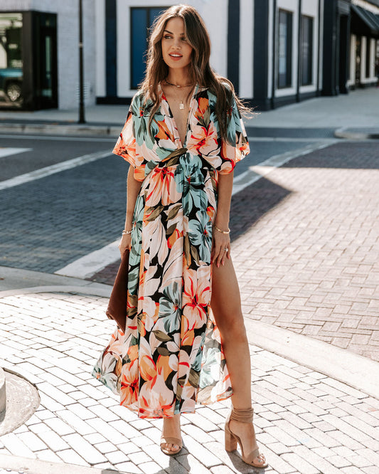 Janika Floral Kimono Midi Dress