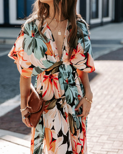 Janika Floral Kimono Midi Dress