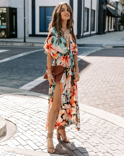 Janika Floral Kimono Midi Dress