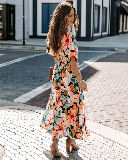 Janika Floral Kimono Midi Dress