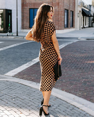 Checkmate Printed Tie Front Midi Shirt Dress