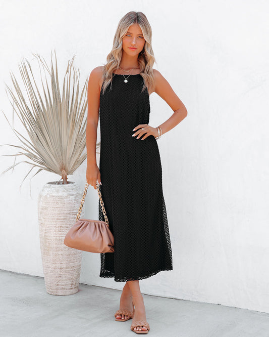 Esplanade Crochet Midi Dress - Black - FINAL SALE