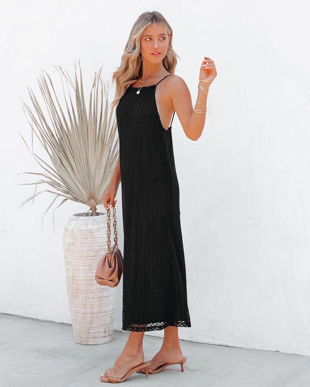 Esplanade Crochet Midi Dress - Black - FINAL SALE