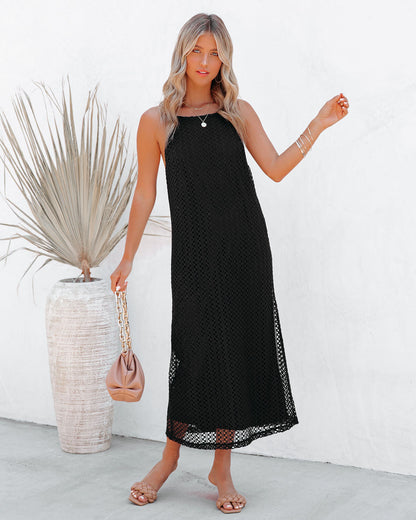 Esplanade Crochet Midi Dress - Black - FINAL SALE