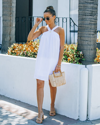 Hot Fun Linen Blend Halter Dress - Off White