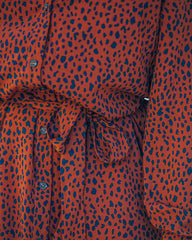 Bubby Printed Button Down Midi Shirt Dress - Rust - FINAL SALE