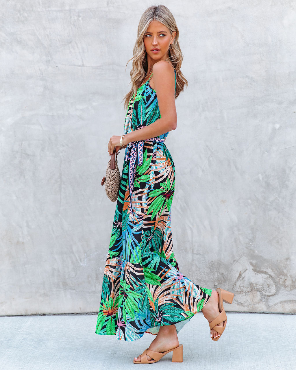 Find Paradise Palm Print Maxi Dress