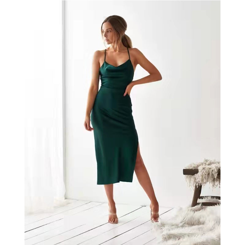 Plus One Satin Cowl Neck Maxi Dress - Teal - FINAL SALE