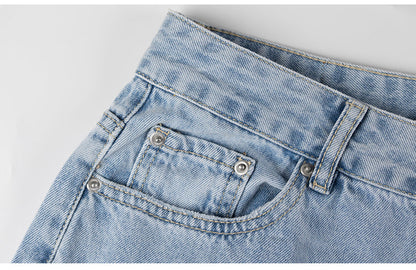 KittenAlarm - Womens Loose Fit Jeans Ripped Wide Leg For Women High Waist Blue Wash Casual Cotton Denim Trousers Summer Baggy Jean Pants