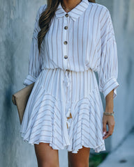 Hina Striped Button Down Shirt Dress