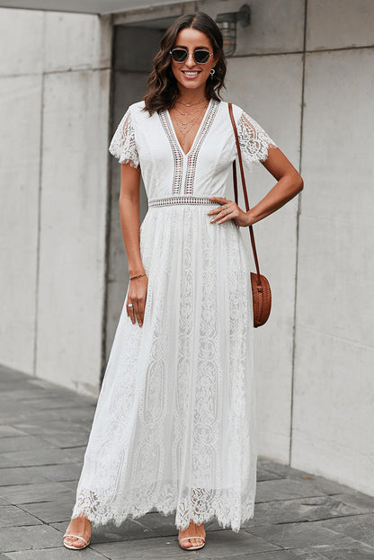 Away With The Breeze Lace Midi Dress