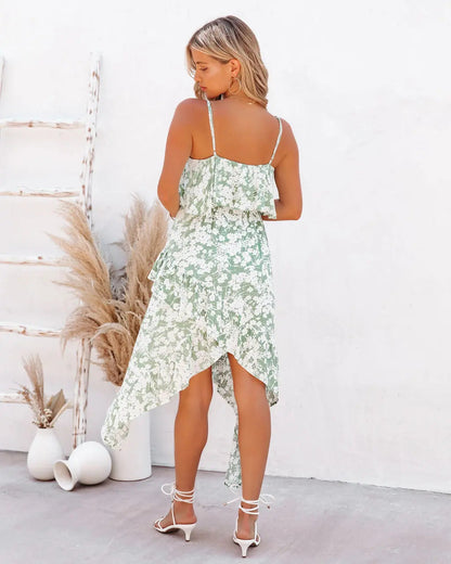 Maeve Floral Asymmetrical Midi Dress