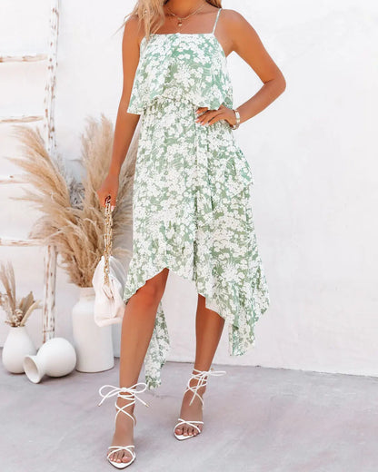 Maeve Floral Asymmetrical Midi Dress