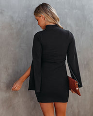 Must Be Love Bell Sleeve Knit Bodycon Dress - Black