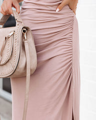Myra Ruched Knit Midi Dress - Stone