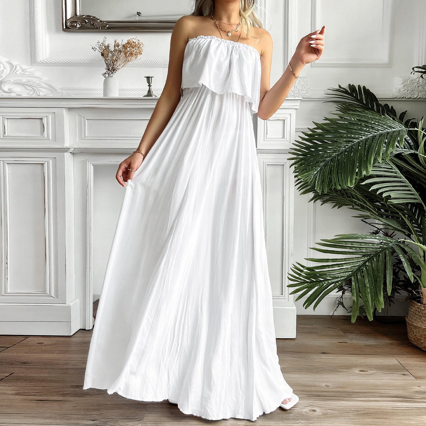 Positive Energy Strapless Maxi Dress - Off White