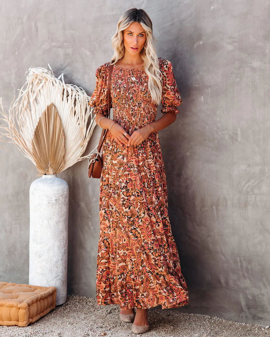 Anella Smocked Floral Maxi Dress DRES-001