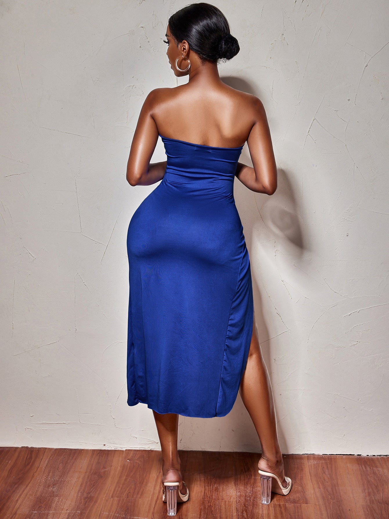 Othello Strapless Twist Front Midi Dress - Navy