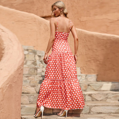 Torrie Polka Dot Tie Front Maxi Dress - Rust - FINAL SALE