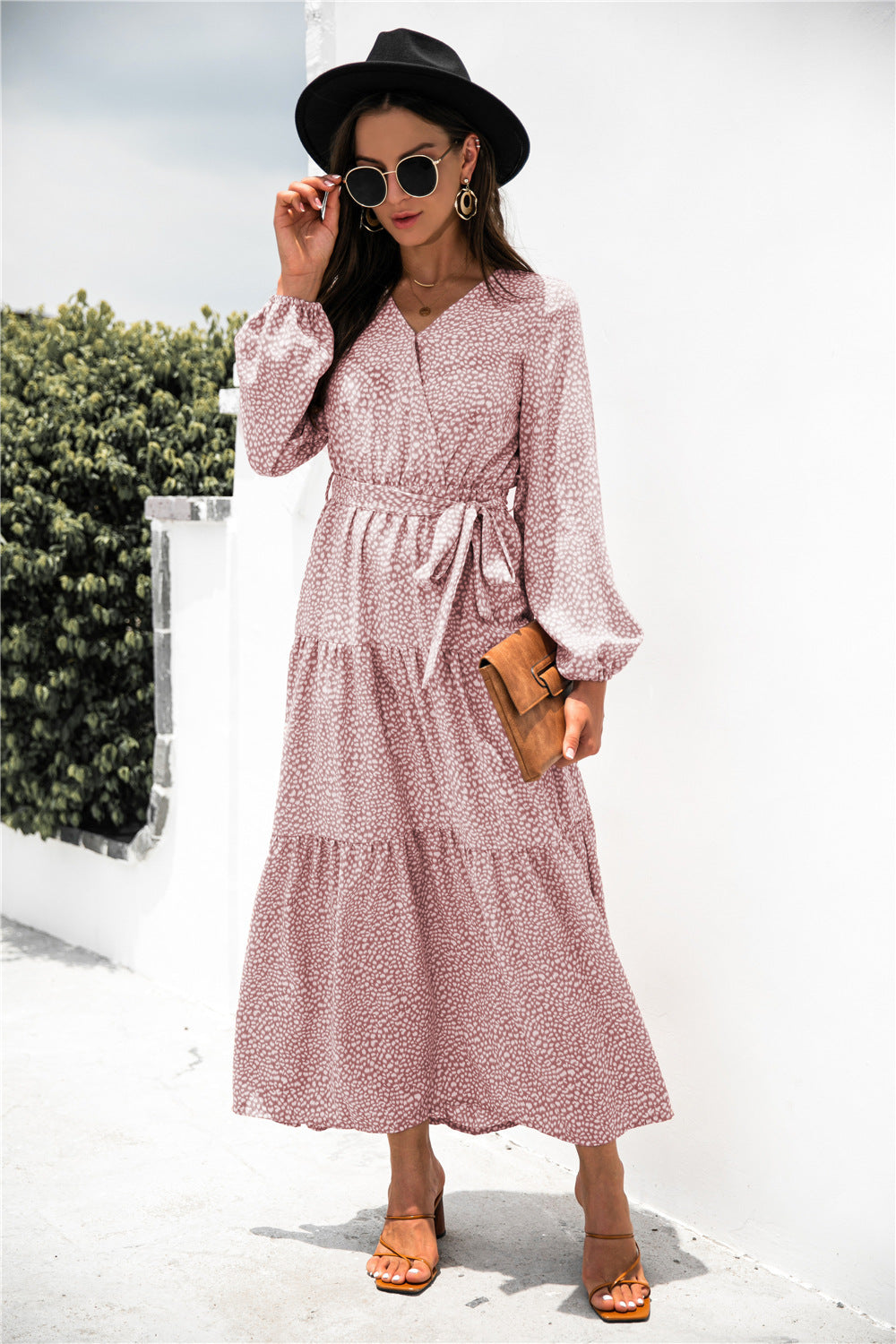 Sanibel Swiss Dot Boho Maxi Dress - Marsala