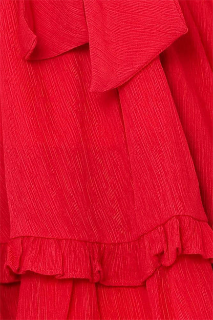 Hot In Here Pleated Chiffon Dress - Red - FINAL SALE