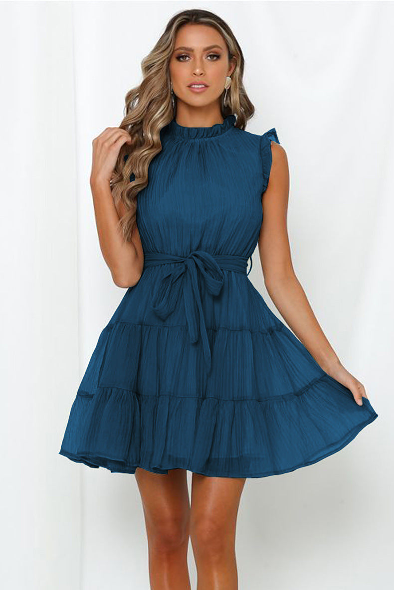 Kelcie Cotton Babydoll Dress - Blue