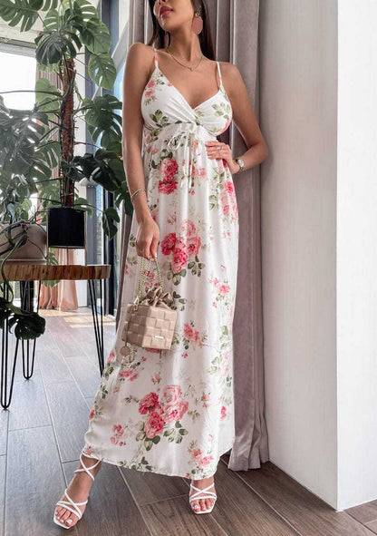 Hawaiian Floral Ruffle Halter Maxi Dress - FINAL SALE