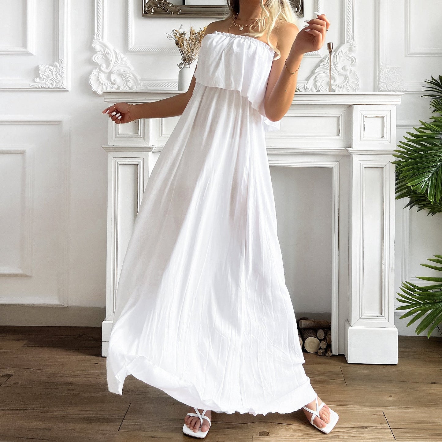 Positive Energy Strapless Maxi Dress - Off White