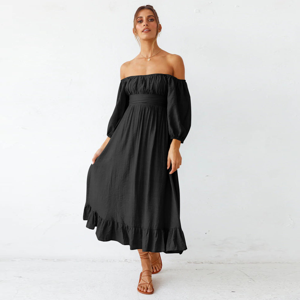 Samantha Puff Sleeve Midi Dress - Black