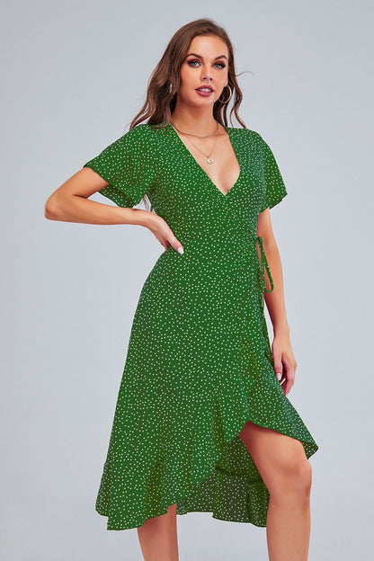 Rejoice Metallic Detailed Wrap Maxi Dress - Green - FINAL SALE