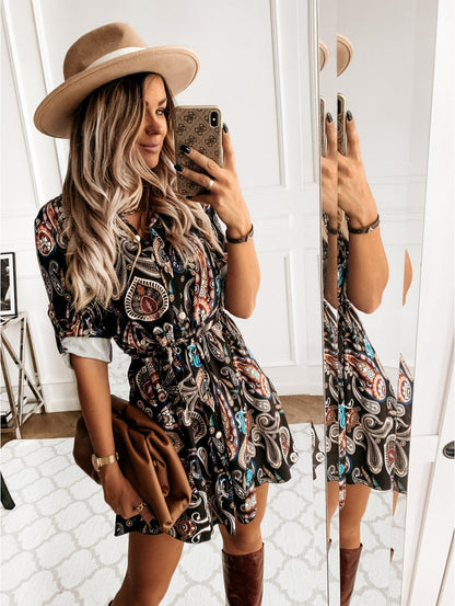 Ridgewood Printed Button Down Shirt Dress - FINAL SALE