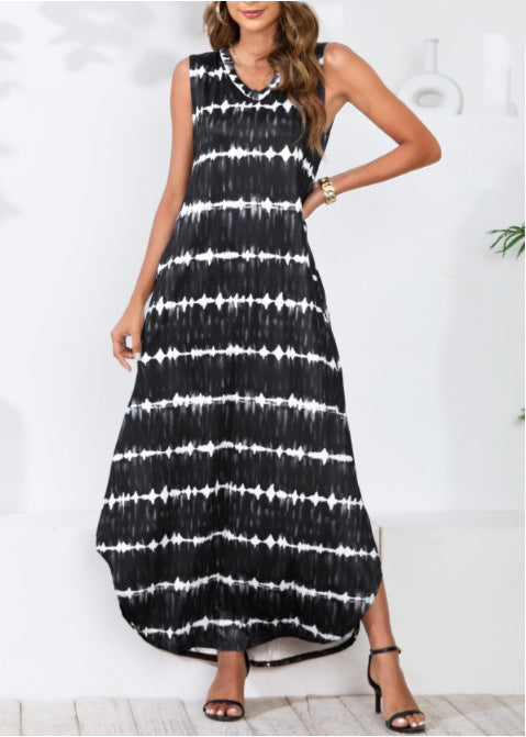 Powell Striped Adjustable Maxi Dress - Black